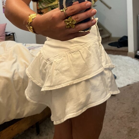 Mother The Ruffle Denim White Mini Skirt 26 or 2 - Picture 8 of 8